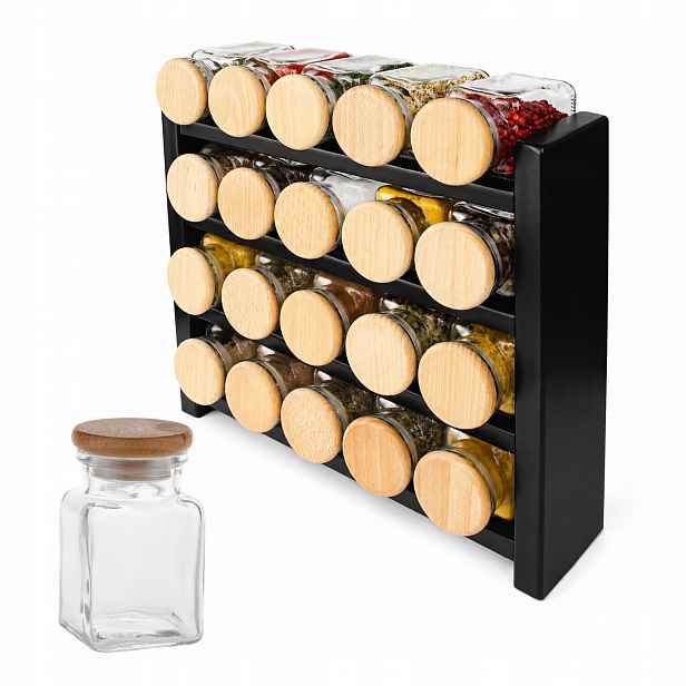 Stojan na koření Kořeník kovový a 20 sklenic 150 Ml