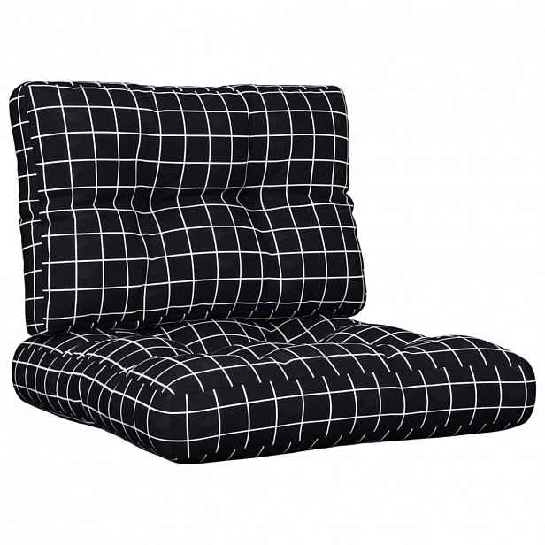 vidaXL Podušky na palety 2 ks černé kárované textil