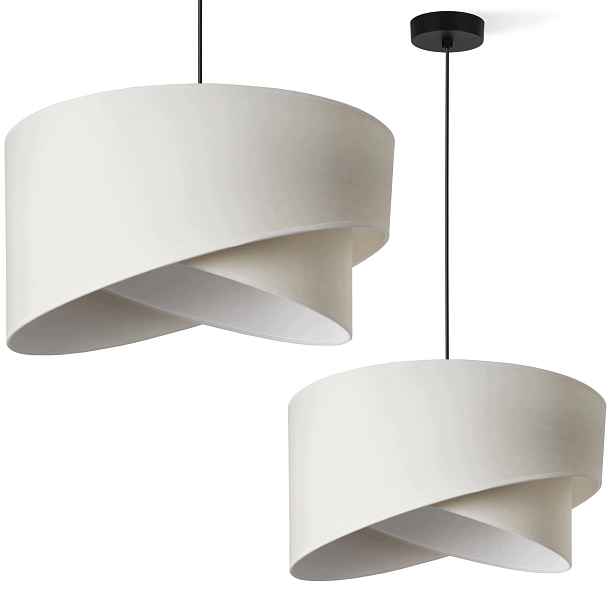 Závěsná Stropní Lampa Lustr S Stínítkem, Šikmo Krémová Ecru, Do Obývacího Pokoje, 45 CM