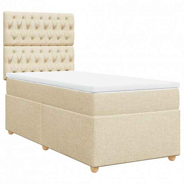 vidaXL Box spring postel s matrací krémová 100 x 200 cm textil