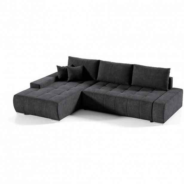 Beautysofa ROHOVÁ rozkládací pohovka Draco L antracit, levá,velurová látka