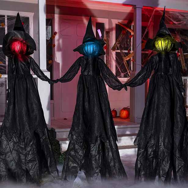 Halloween, svítící čarodějnice s děsivým zvukem, 122 cm, 3 ks