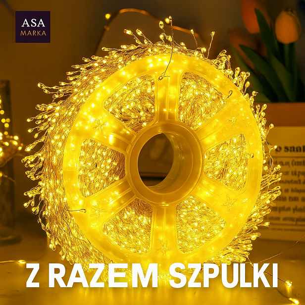 Led girlanda 15 m 500 diod teplá bílá vánoční osvětlení na stromeček IP44 8 funkcí