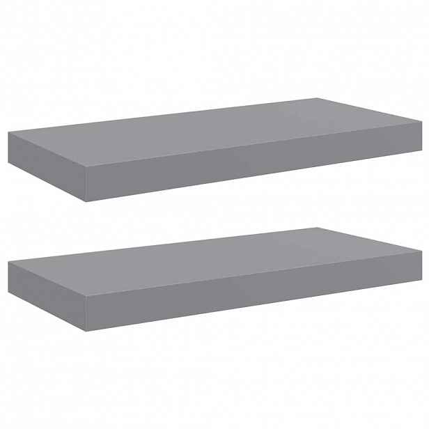 vidaXL Plovoucí nástěnné police 2 ks šedé 50 x 23,5 x 3,8 cm MDF