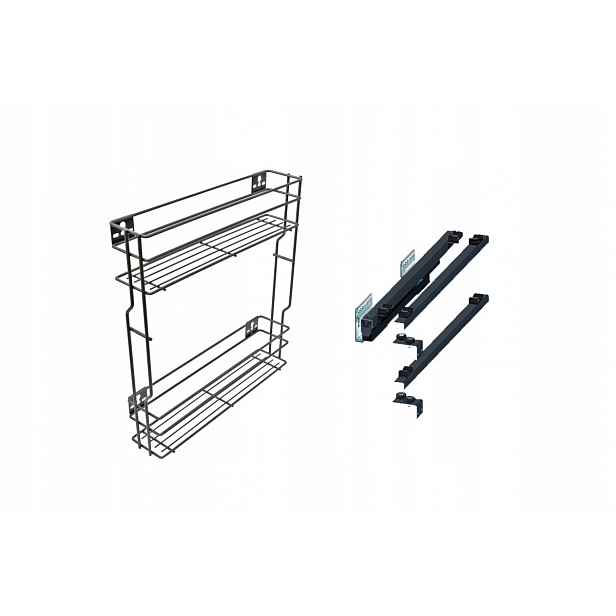 Cargo koš do skříně levý 15 cm 150 Grafit 2p Rejs Push plný výsuv