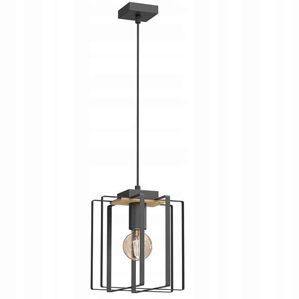 Luminex Industriální lampa Kov/Dřevo, 1xE27, 15 W, černá-dřevěná