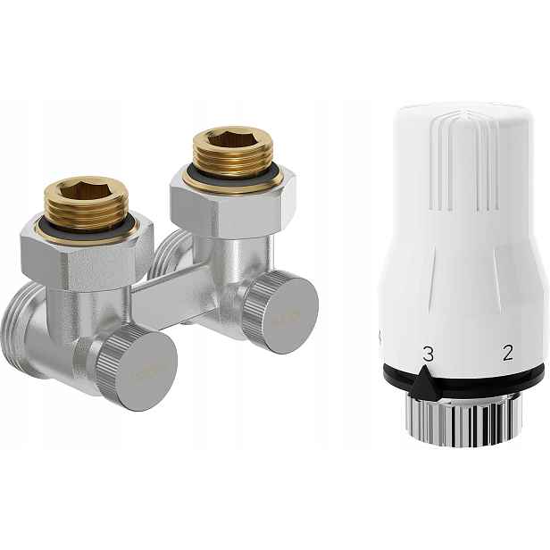 Mexen G02 Termostatická Dvoutrubková Sada DN50 Rohová 1/2"x3/4" Nikl