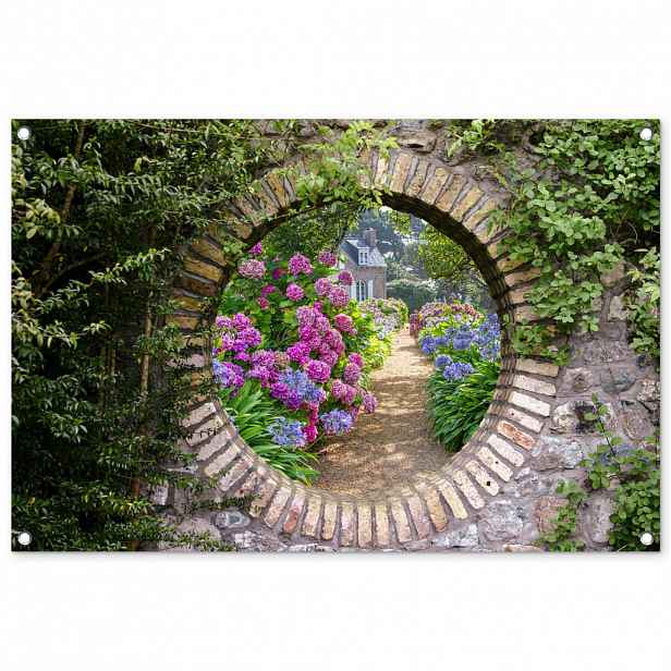 OnlyWow ZAHRADNÍ PLAKÁT Průhled - Květiny - Hortenzie - Léto 90x60 cm