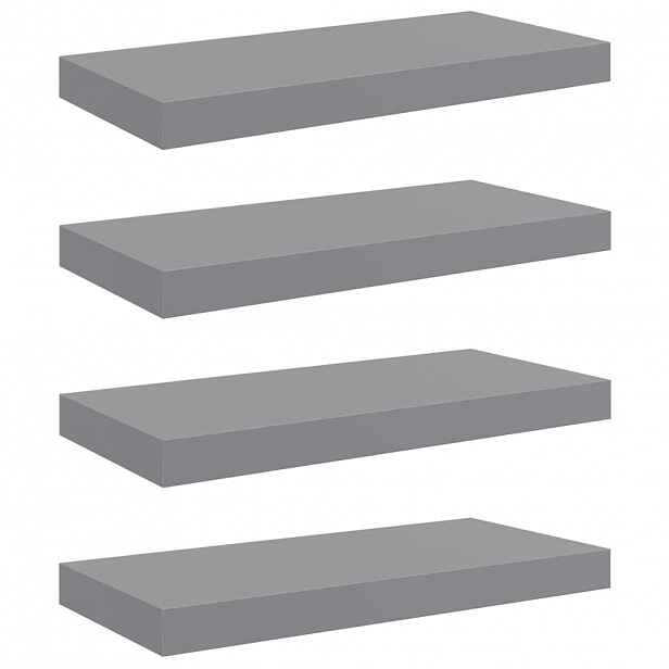 vidaXL Plovoucí nástěnné police 4 ks šedé 50 x 23,5 x 3,8 cm MDF