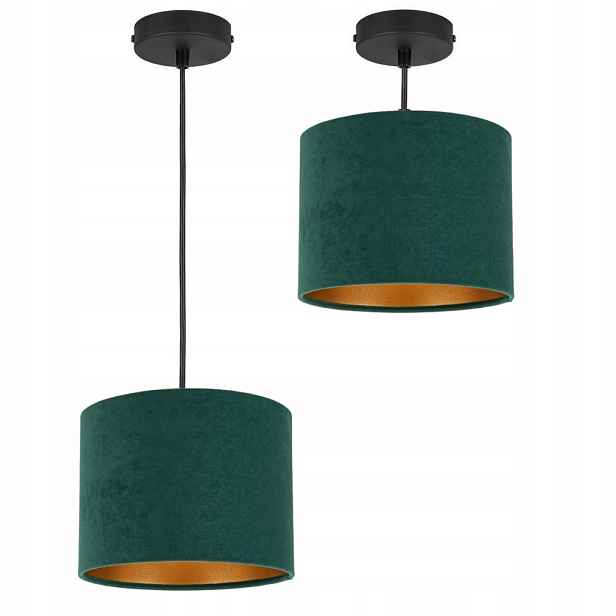 Závěsná Stropní Lampa S Velurovým Zlatým Válcem, Lampa S Led Semišovým Stínítkem
