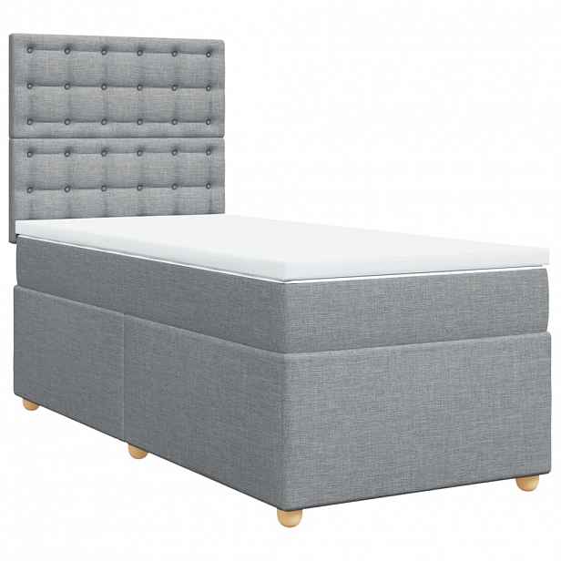 vidaXL Box spring postel s matrací světle šedý 100 x 200 cm textil