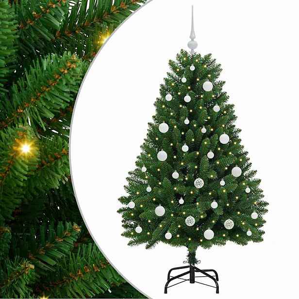 vidaXL Umělý vánoční stromeček 150 cm 150 LED Teplá bílá PVC a ocel