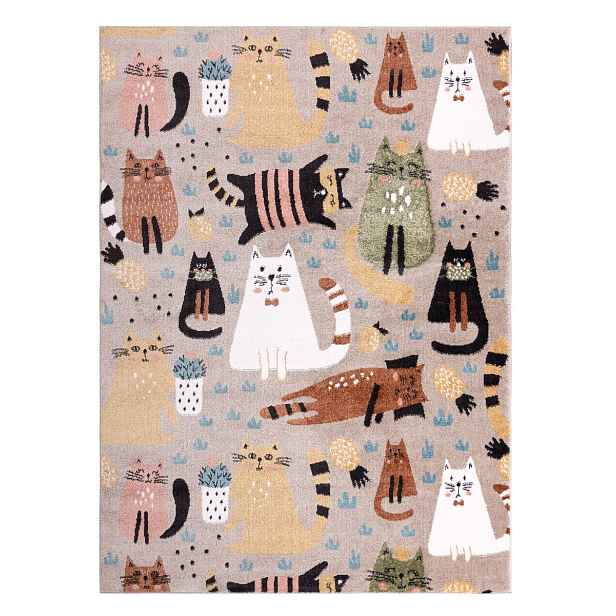Dětský kusový koberec Fun Kittens Cats beige, 160x220, vícebarevná, dětský pokoj, Dywany Łuszczów