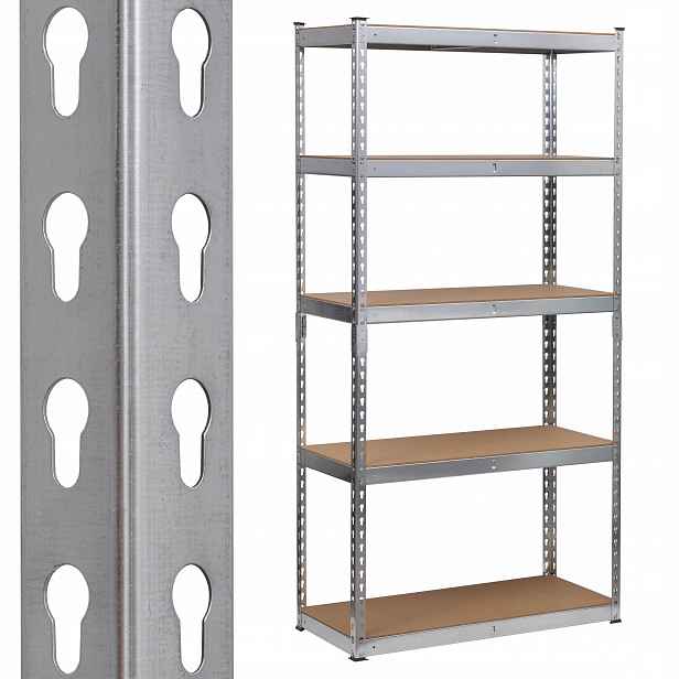 Kovový regál Nitový skladOVÝ Mocný 5x265 kg 180x90x40 cm Dooc