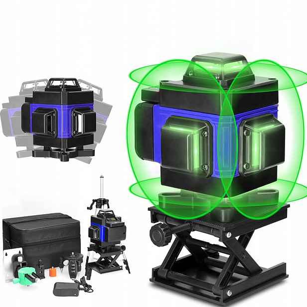Křížový Laser Vodováha Laser 4D 360 16 Line Green Světlo ovladač