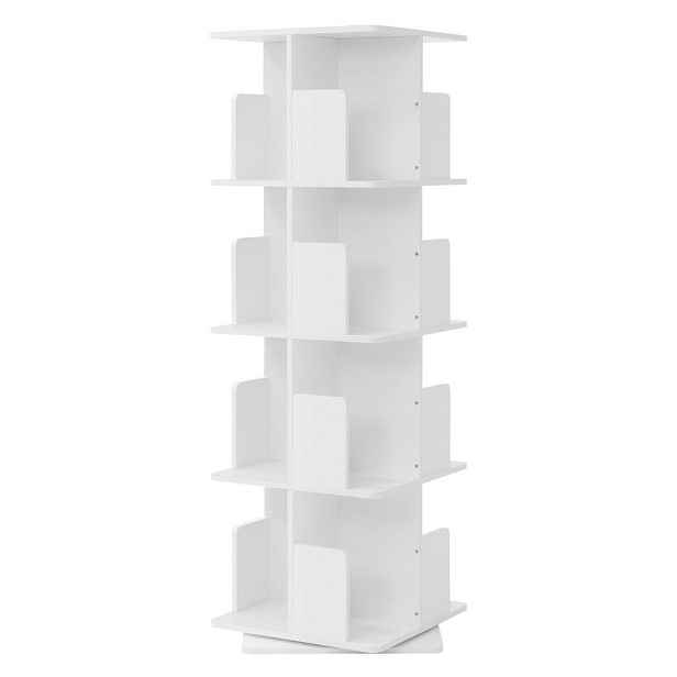 ML-DESIGN DĚTSKÁ KNIHOVNA se 4 policemi, bílá, 40 x 124,5 x 40 cm, otočná o 360 stupňů
