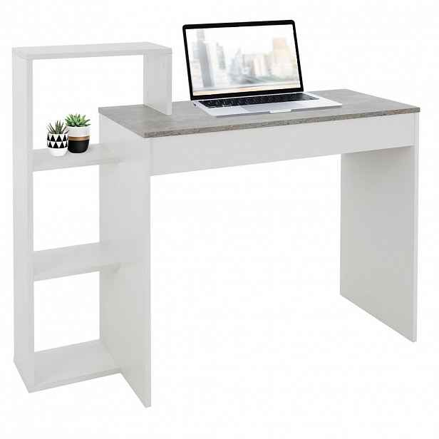 ML-DESIGN PSACÍ STŮL s policí 110 x 72 x 40 cm bílý/vzhled betonu