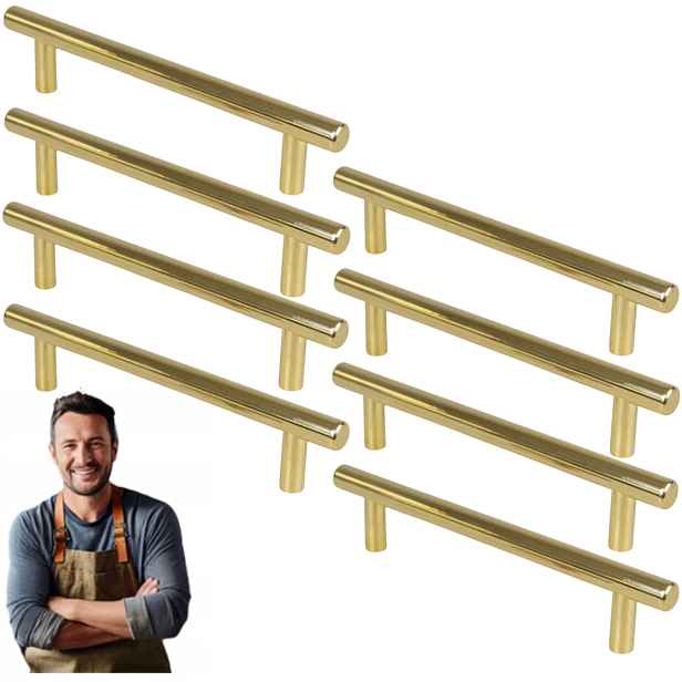 Nábytková Úchytka do skříňky Zásuvky Reling Linus 128 mm Zlatý Lesk 8ks