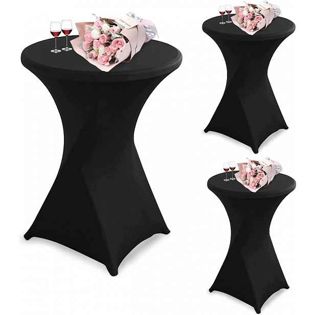 Potahy Na Barové Stoly 3 Ks Kulaté 60-85 CM Černé Elastické
