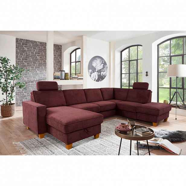 Sit & More SEDACÍ SOUPRAVA, textil, tmavě červená