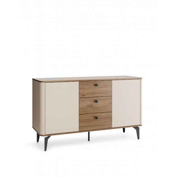 Komoda 140 cm do jídelny se zásuvkami na nožkách kašmír/ořech royal Aurena AU4