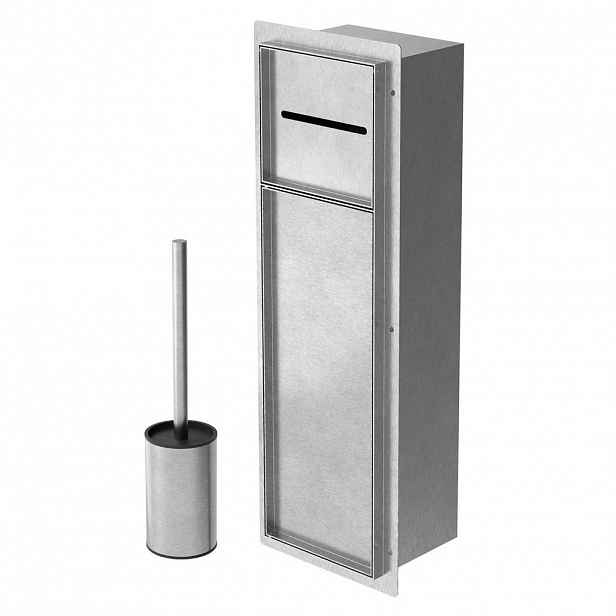 LuxeBath ZAPUŠTĚNÝ skříňkový modul na toaletní papír z nerezové oceli, stříbrný, 60 x 20 x 14 cm