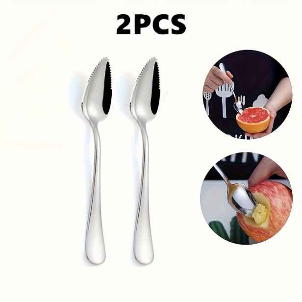 TEMU 2 kusy nerezových ovocných lžiček, 6,57" - Odolné, vhodné do myčky, ideální pro grapefruit, a zmrzlinu - Perfektní pro domácí a restaurační