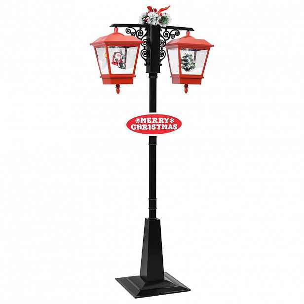 vidaXL Vánoční pouliční lampa se Santou černo-červená 81x40x188 cm PVC