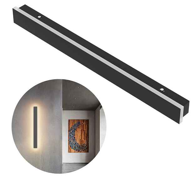 20W Led nástěnné svítidlo Fasádní nástěnná lampa černá 60 cm bílá, teplá, IP65