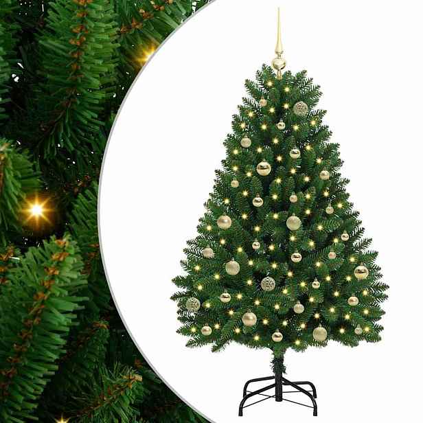 vidaXL Umělý vánoční stromeček 150 cm 150 LED Teplá bílá PVC a ocel