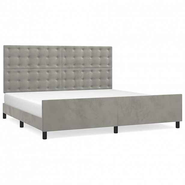 vidaXL Rám postele bez matrace světle šedý 200 x 200 cm samet