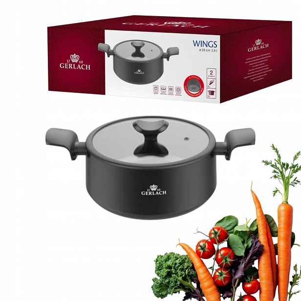 Gerlach Hrnec Wings 20 cm 2,9 l s poklicí, keramický, indukční