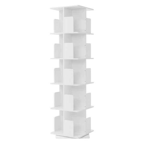 ML-DESIGN DĚTSKÁ KNIHOVNA s 5 policemi, bílá, 40 x 155 x 40 cm, otočná o 360 stupňů