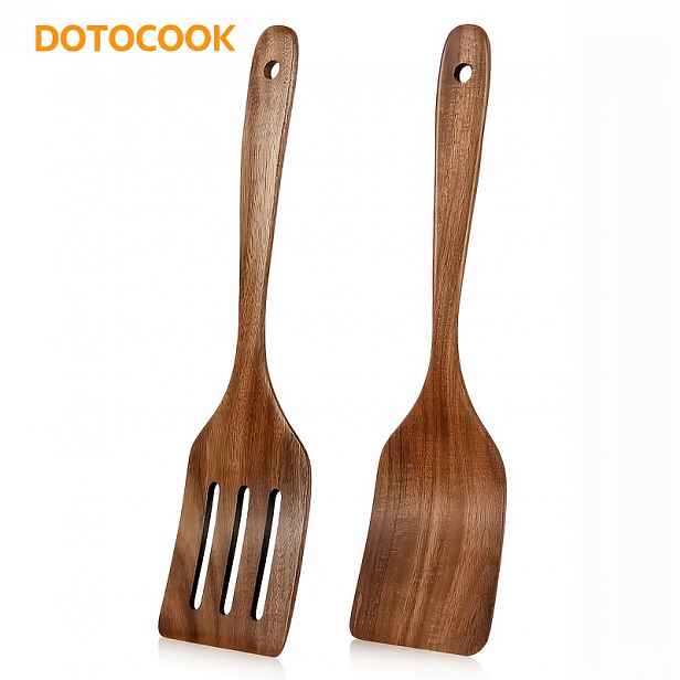 TEMU DOTOCOOK Prémiová dřevěná špachtle | Elegantní design z přírodního dřeva, odolný a multifunkční kuchyňský nástroj vhodný pro pečení, obracení a