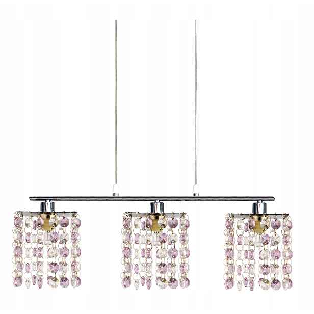 Závěsná lampa Classic Převis na lankách 3X40W G9 Chrom Fialová Křišťály