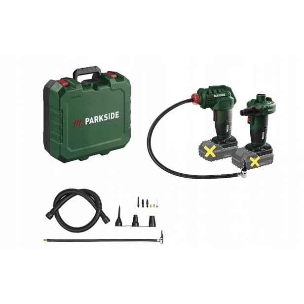 Kompresor Parkside Pak 20-Li C3 7 Bar a pumpa Palp 20-Li C3 v kufru