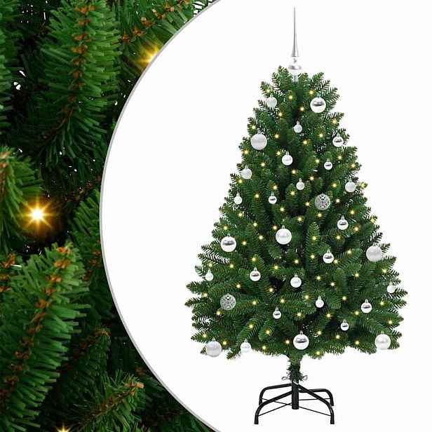vidaXL Umělý vánoční stromeček 150 cm 150 LED Teplá bílá PVC a ocel