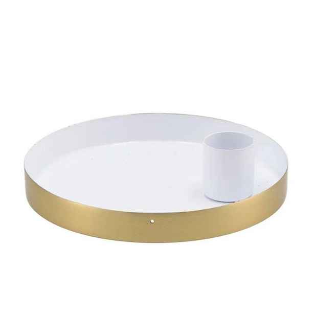 Bílo - zlatý kovový svícen Marrakech white - Ø 12*3 cm daan kromhout