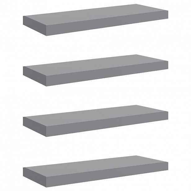vidaXL Plovoucí nástěnné police 4 ks šedé 60 x 23,5 x 3,8 cm MDF