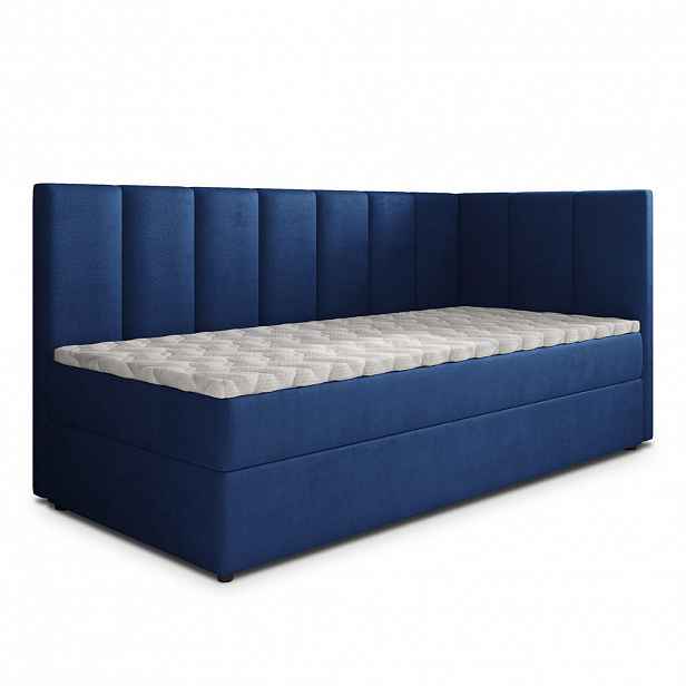 MASSENO AMERICKÁ POSTEL BEVE 80x200 cm, s matrací a úložným prostorem, modrá
