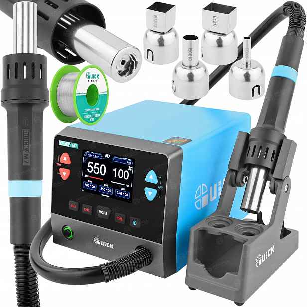 Set Pájecí Stanice Hot Air Svařovačka Quick M7 1000W Cín Quick 18g