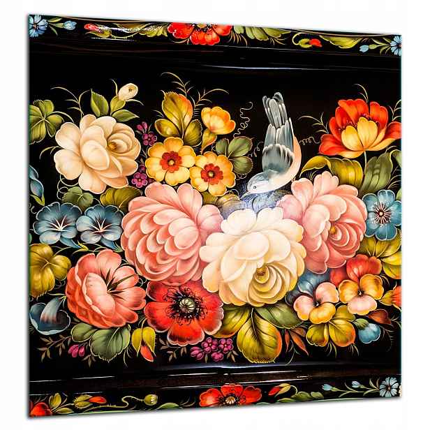 Skleněná Ochranná Deska Panel Lepidlo 60x65 Květiny