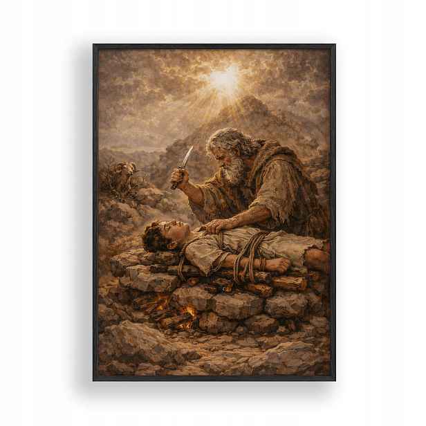 Obraz Oběť Abrahama Plakát Rámeček Dřevěný Černý 30x42 cm