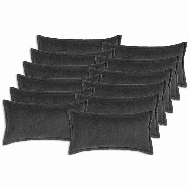 vidaXL Povlak na polštář 12 ks HOUTEN Tmavě šedá 40 x 80 cm Bouclé