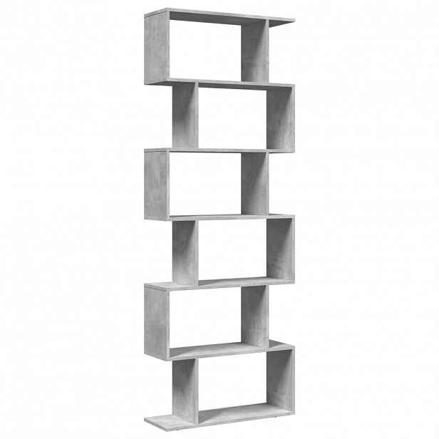 vidaXL Knihovna/dělící stěna 6patrová betonově šedá 70x24x193 cm