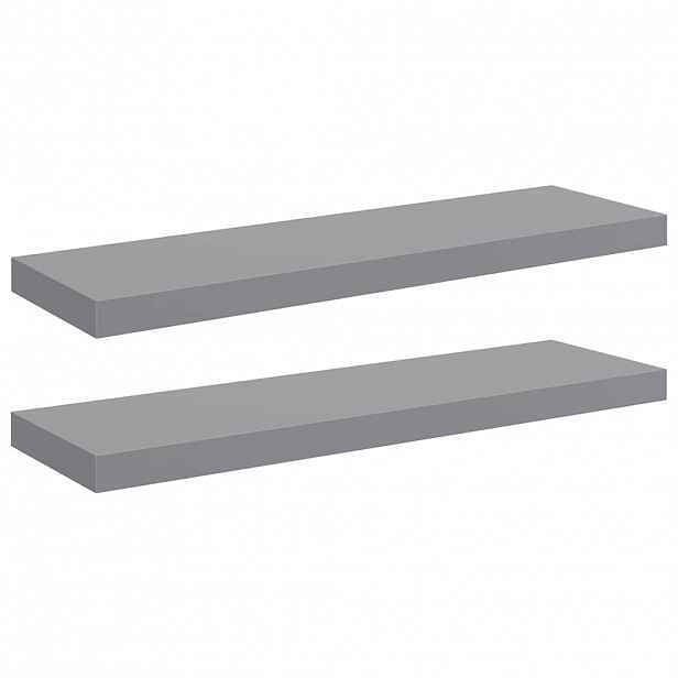 vidaXL Plovoucí nástěnné police 2 ks šedé 80 x 23,5 x 3,8 cm MDF
