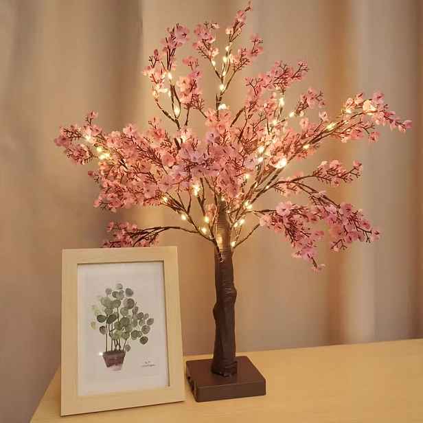 Lampka Led lampa Stromek strom Sakura Višňový Květ růžové květiny