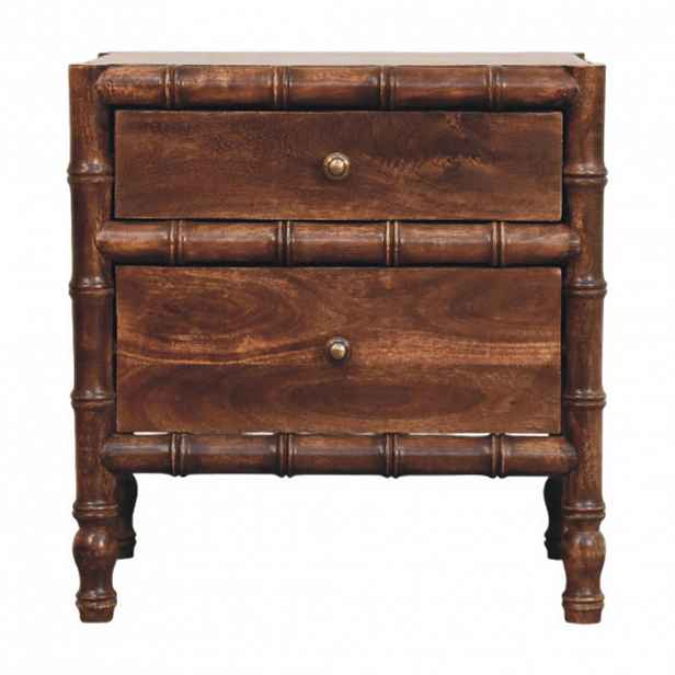 Artisan Furniture NOČNÍ SKŘÍŇKA zakřivená rýhovaná, 3 zásuvky, tmavě hnědá