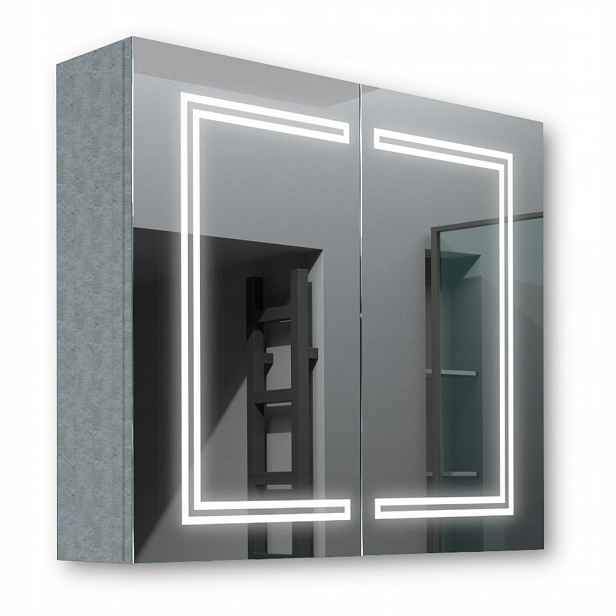 Dřevěná skříňka 80x70 Led zrcadlo Saturn Beton