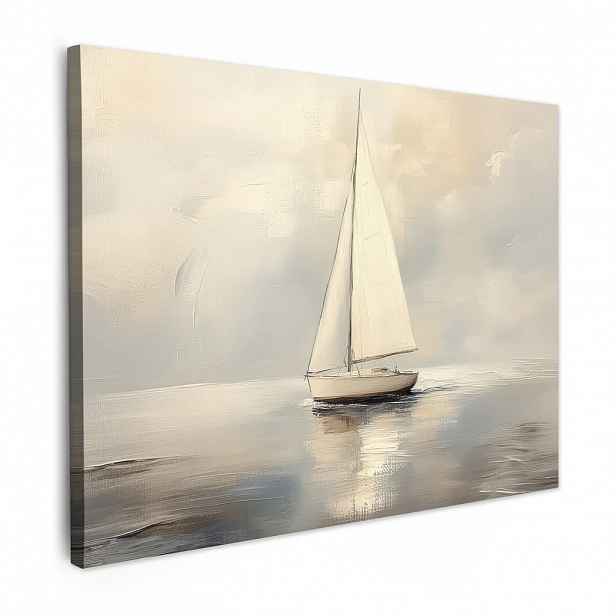 MuchoWow OBRAZ NA PLÁTNĚ Plachetnice - Moře - Oblačno 80x60 cm